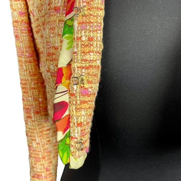 WALTER BAKER Y2K TWEED FLORAL SILK TRIM CROPPED BLAZER JACKET - Picture 14 of 16